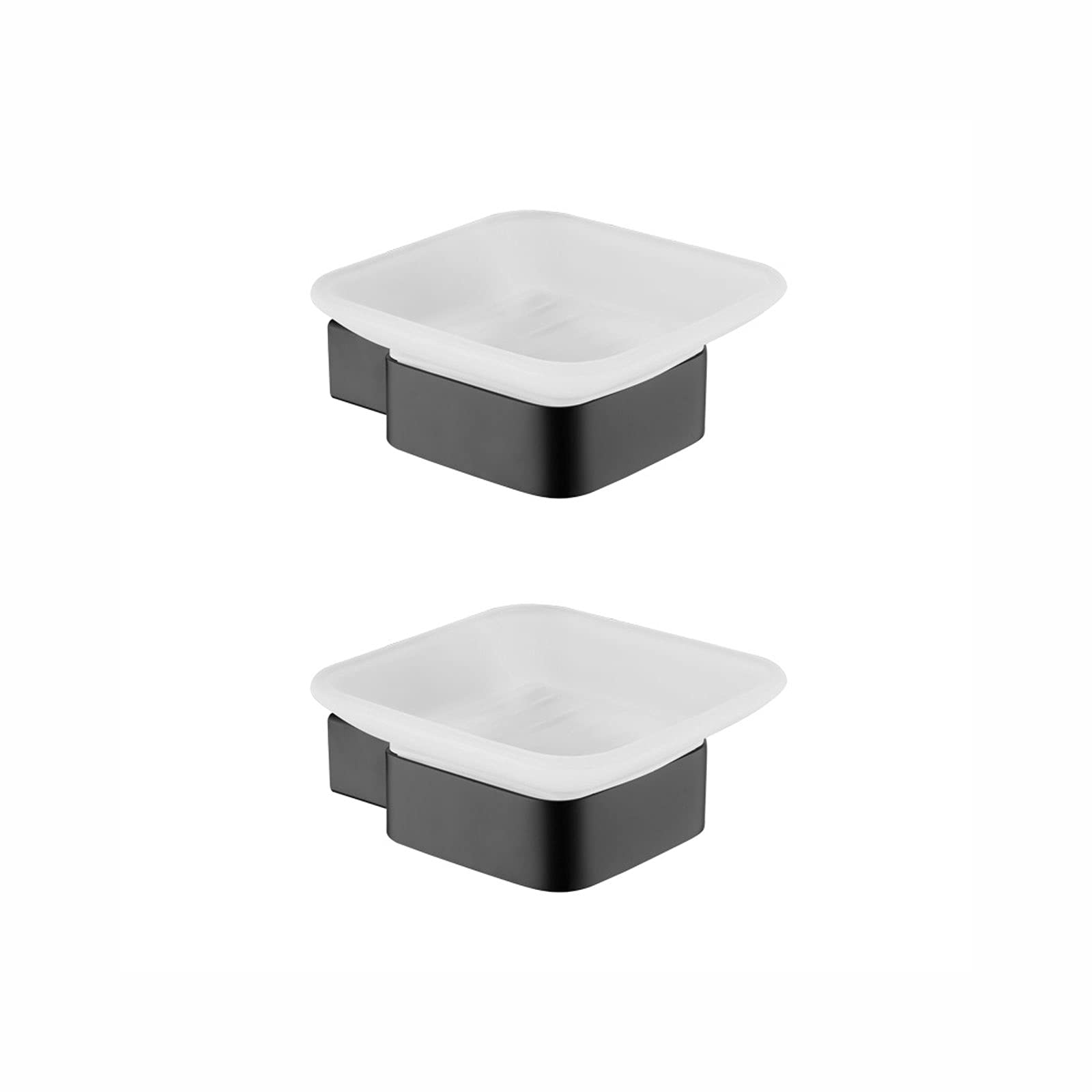 Jabonera cuadrada de acero inoxidable con plato de vidrio, montaje en pared, accesorios de baño