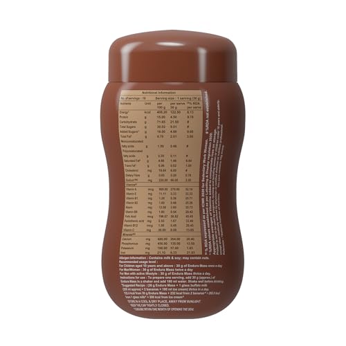 Image of Endura Mass Weight Gainer Powder 550 G Cafe Mocha Flavour|Unique Blend Of 3 Sources Of Protein,Carbs,Vitamins & Essential Minerals|For Children Above 10 Years,Men,Women & Athletes,1 count,33 Servings