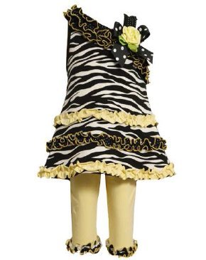 Bonnie Jean - Yellow Zebra One Shoulder Capri Set 9 months