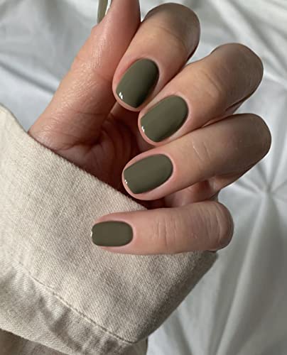 Sethexy Corte Quadrato Verde Unghie finte Lucide Puro Colore Unghie a pressione 24 pezzi Acrilico Unghie adesive per donne e ragazze