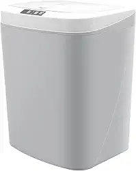 Lixeira Automatica com Sensor, Lixeira Inteligente com Sensor Infravermelho, Lixeira sem Contato para Sala de Estar, Cozinha, Banheiro, Escritório, Quarto, Locais Comerciais, 16L, Cinza com Branco