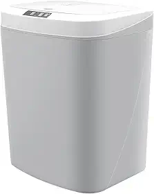 Lixeira Automatica com Sensor, Lixeira Inteligente com Sensor Infravermelho, Lixeira sem Contato para Sala de Estar, Cozinha, Banheiro, Escritório, Quarto, Locais Comerciais, 16L, Cinza com Branco
