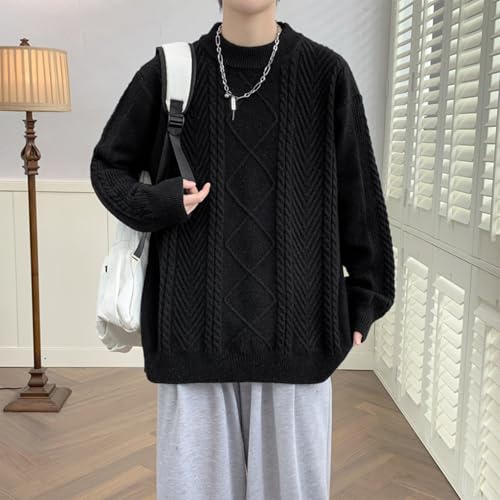 Mens Big and Tall Cable Knit Sweater Crew Neck Long Sleeve Pullover Sweater Fall Outfits 20252
