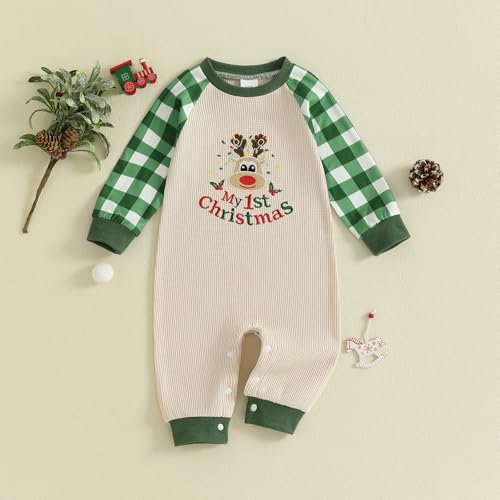 Eadrioss My First Christmas Outfit Newborn Baby Girl Boy 1st Christmas' Outfits Romper Infant Christmas's Clothes 3M 6M 12M3
