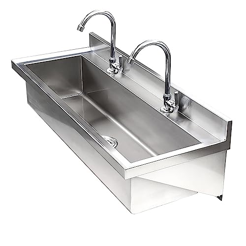 Stainless Steel Wall Mounted Utility Sink and Faucet Combo - Commercial Kitchen Sink for Laundry, Outdoor Sink, Prep & Utility Washing Hand Basin
