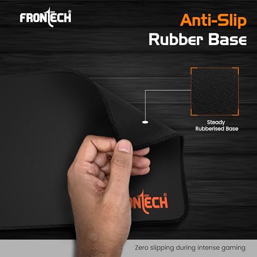 Image of FRONTECH Premium Computer Mouse Pad - 260mm x 210mm x 3mm | Anti-Slip Rubber Base | Water-Resistant | Micro-Textured Surface with Stitched Edges (MSP-0061 ORG)
