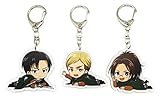EBTY DREAMS Inc. - Set of 3 AoT Titan Shingeki no Kyojin Acrylic Keychain Levi Ackerman, Erwin Smith, Hange Zoe