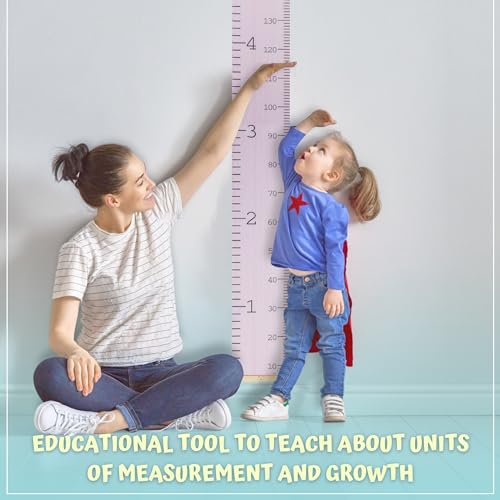 Growth Chart for Wall - Height Chart for Toddlers (79” x 7.9”) - Canvas Kids Tape Measure Chart - Growth Chart for Kids w/Wood Frame Panel - Neutral Height Measurement for W