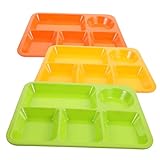 Ciieeo 3個 プラスチック製 仕切り皿 仕切り付き皿 落下防止 ライストレー 実用的な食器 平皿 果物や朝食の盛り付けに シンプルなデザイン 家用 レストラン向け