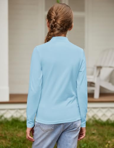 Image of Arshiner Girls Long Sleeve Mock Turtleneck Shirts Slim Fit Base Layer Top