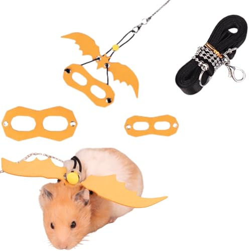 Image of Sugar Gliders Harness Leash Set - 3 Pcs Training Walking Gear Small Animal Adjustable Traction Ropes Vest for Squirrels Hamsters Rats Gerbils Reptiles Bearded Dragon Lizards (Yellow)