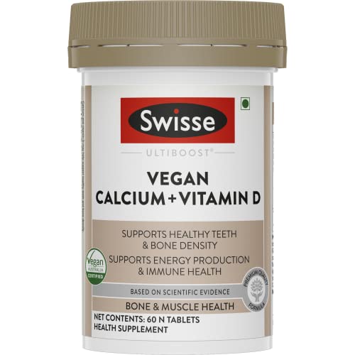 Swisse Vegan Calcium + Vitamin D3 for Stronger Bones, Teeth, Muscles & Immunity – 60 Tablets (Manufactured In Australia, Vegan Source Calcium Supplement For Higher Absorption) Swisse Vegan Calcium + Vitamin D3 for Stronger Bones, Teeth, Muscles & Immunity – 60 Tablets (Manufactured In Australia, Vegan Source Calcium Supplement For Higher Absorption)