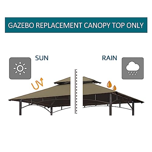 Grill Gazebo Replacement Canopy Top - Wonwon 5x8 Gazebo Roof Double Tiered Outdoor BBQ Roof Cover Grill Shelter Only Fit for Model L-GG001PST-F (Khaki) - Thumbnail 4