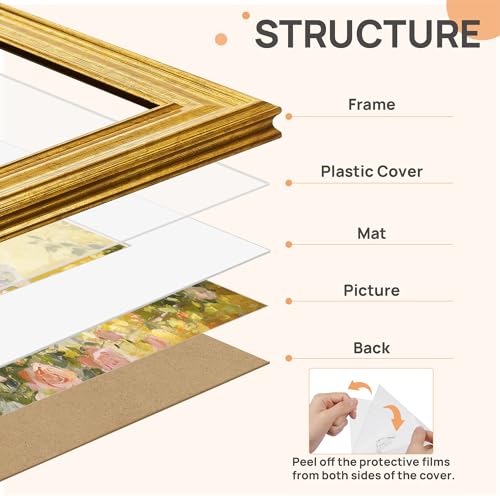 Image of upsimples 8x10 Picture Frame, Vintage Frames Decor, 1Pack Gold