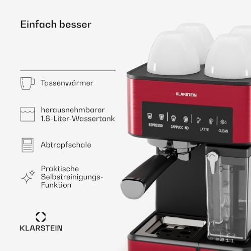 Klarstein Arabica Comfort Espressomaschine mit Milchaufschäumer