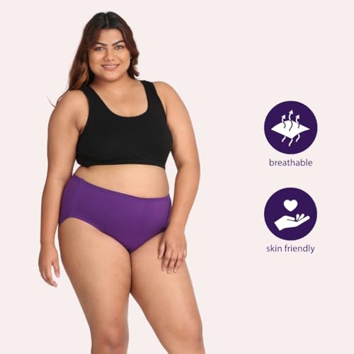 Image of Adira | 3XL to 10XL Cotton Panties for Women Plus Size | High Waist Panty with Full Coverage | Inside Elastic - No Elastic Exposure to Skin | Plus Size | Pack of 3
