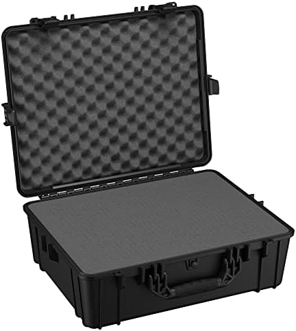 Condition 1 25" Large Waterproof Hard Case with Foam, Portable Protective Storage Box for Travel, Camera, Tool, Hunting, Military, Tactical, 25" x 20" x 8", Black