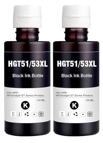 Image of KOSH Refill Ink Bottle Compatible for HP Deskjet 5810,5811,5820,5821,5822, Inktank Wireless 310,315,316,319,410,415,416,419,Smart Tank 115,500,510,515,516,720,750,790 Printers (2, GT53XL 135MLx 2)