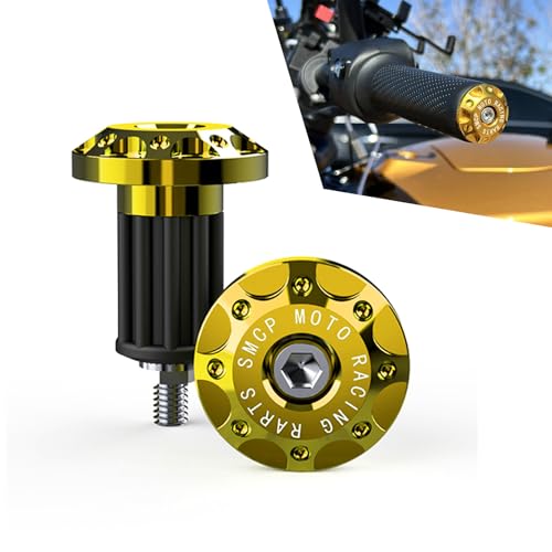 Image of 2 PCS Motorcycle Bar End Plug, Aluminum Alloy Handlebar Grip End Caps for Electric Car Scooters, Off-Road Motorcycles (Gold)