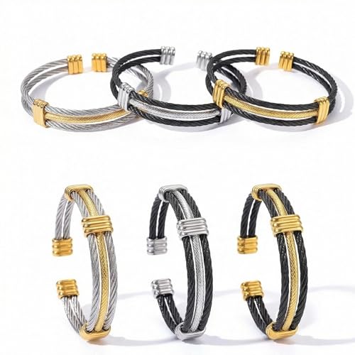 Pulsera de acero inoxidable para hombre estilo industrial moderno miniatura 7