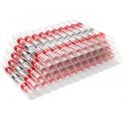100 Pcs of Solder Seal Sleeve Heat Shrink Butt Wire Connectors Red Terminals