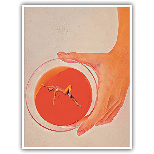 Retro Cocktail Print, Funny Cocktail Poster,Vintage Surrealism Cocktail Art, Bar Cart Trendy Wall Art, Dorm Room Decor, Girly Wall Art,Dining Room Kitchen Wall Decor Canvas 16X24Inch Unframed #TOP5