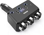 110W Cigarette Lighter Adapter,12V/24V Cigarette Lighter Splitter,Car Charger Adapter,3 Socket with 3.1A USB and Type-C LED Display Fast Car Charger
