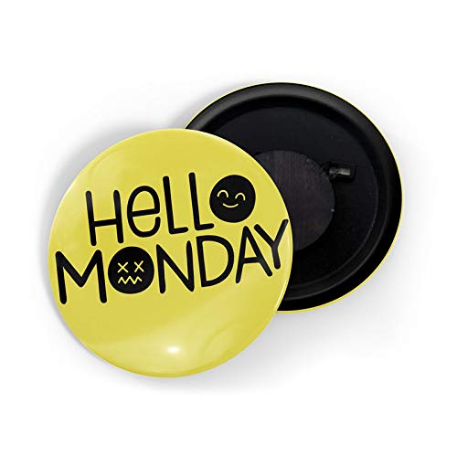 dhcrafts Fridge Magnet Yellow Color Hello Monday Glossy Finish Design Pack of 1 (58 mm)