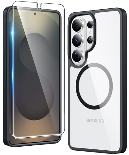 Samsung Galaxy S26-Ultra�pFNTCASE �P�[�X:�X�N���[���v���e�N�^�[�t���N���A���C�X�}�z�P�[�X �X���� �y�� �ϏՌ� ���ϖh�~ ��� �ی� �����Z���J�o�[(�u���b�N���C)