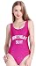 PINJIA Cute One Piece Swimsuit with High Cut and Low Back for Women Bathing Suits(M, Purple Birthday Suit)