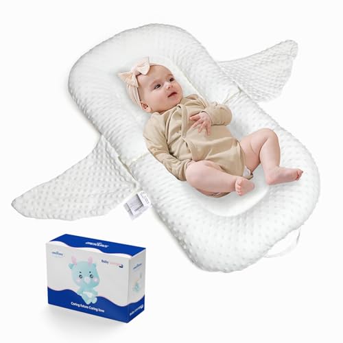Image of Gresource 3 in 1 Baby Lounger, Baby Antireflux Lounger Pillow Portable Baby Nest,Breathable Foldable Storage and Machine-Washable for Newborn 0-24 Months Infant Babies for Home and Travel (White)