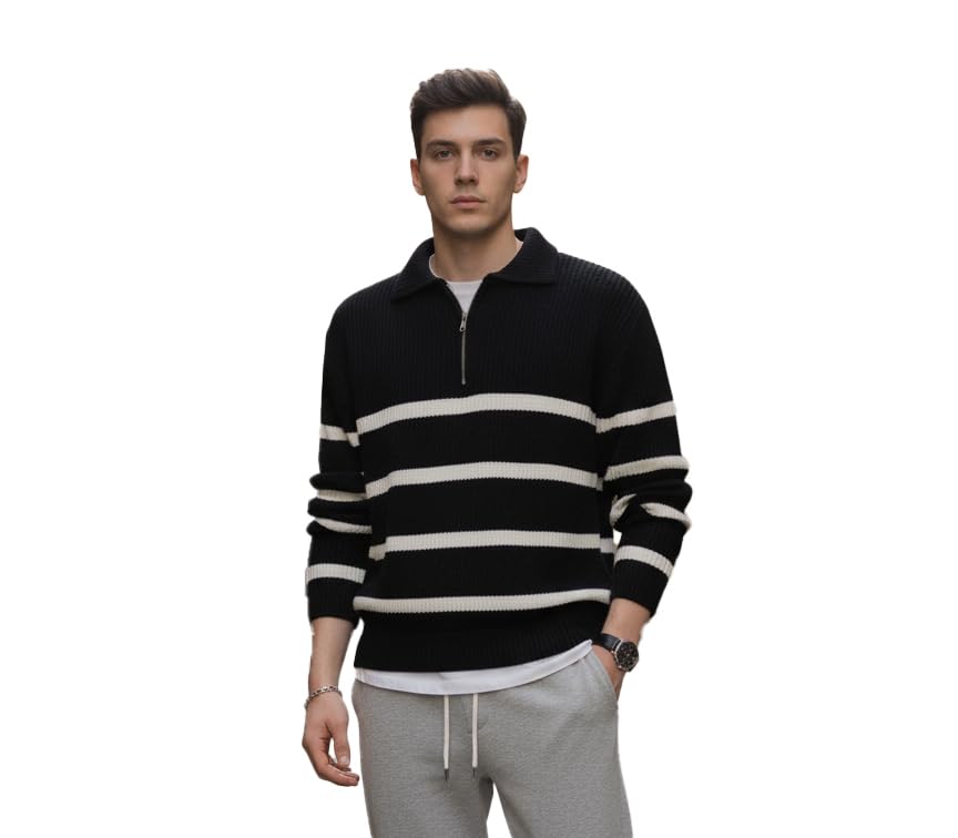 pivl Men's Winter Round Neck Striped Sweater-picture-25