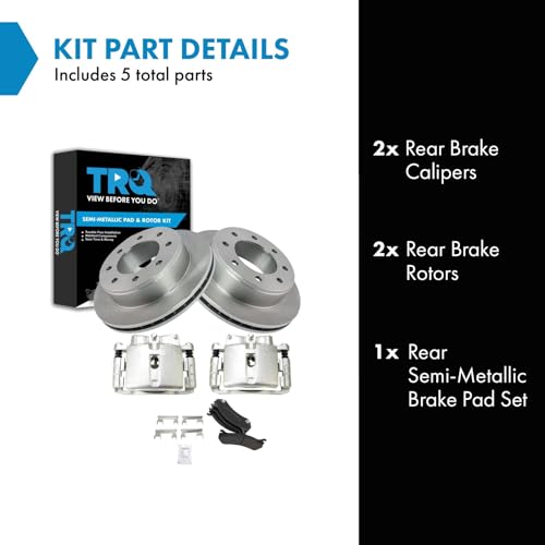 Image of TRQ Rear Brake Pad & Rotor Kit Compatible with 1999-2007 Chevrolet 99-07 GMC 03-09 Hummer