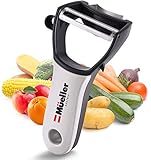 Mueller 4 in 1 Swift Julienne Vegetable Peeler - Citrus Fruit Peeler for Orange Lemon Cocktails - Carrot and Potato Peeler with Rotating Serrated Straight and Julienne Stainless Steel Slicer Blades