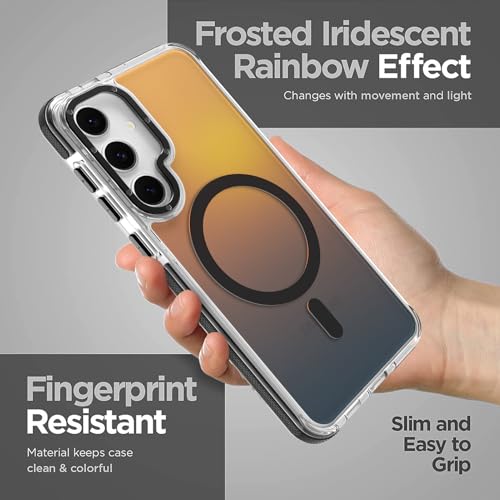 Image of Magnetic Case for Samsung Galaxy S23 Plus [Compatible with Magsafe] [Cute Fashion Fluorescent Design] [1 Screen Protector] Slim Translucent Matte Case for Galaxy S23 Plus 6.7 inch, Black