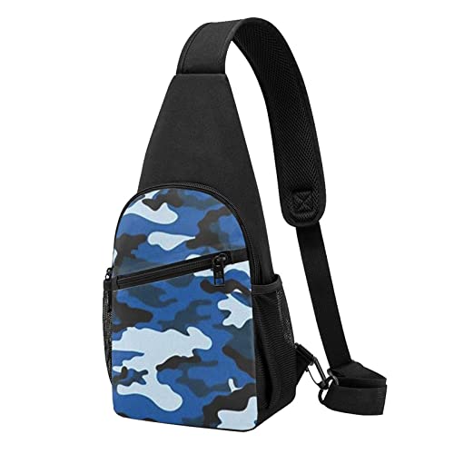 Sac à dos à bandoulière homme femme sac d'épaule camouflage bleu PSVOD
