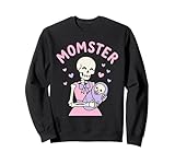 Momster Esqueleto mamá sosteniendo bebé Pastel gótico Espeluznante Madre Sudadera