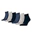 Produktbild PUMA 6 Paar Sneaker Quarter Socken Gr. 35-49 Unisex für Damen Herren Füßlinge, Farbe:532 - navy/grey/nightshadow b, Bekleidungsgröße:L