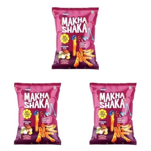 Image of Farmley Makha Shaka Achari Stix Farmley Pillow Pouch 33 g I Healthy Snacks | Namkeen Snacks I Puffed Snacks | Roasted in Olive Oil - 33 g (Pack of 3)
