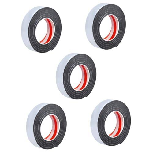 Veemoon 5 Rollos Alfombra Antideslizante Tira Adhesiva para Piso insonorización de la Puerta del Dormitorio pelado de insonorización Cinta de Sellado de Puerta Cinta Adhesiva Espuma Negro