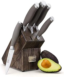 Taylors Eye Witness Syracuse Ash Knife Block Set - Chef, Bread, Carving, All Purpose And Parer. Multi Use. Ultra Fine, Razor Sharp Blade. Soft Textured Grey Handle With Tactile Grip.