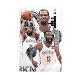 James Harden Kevin Durant et Kyrie Irving Affiches Filets Basket-Ball Toile Chambre Mur Art Photo Impression Bureaux Chambre décor Cadeaux Toile Peinture 30X50 sans Cadre