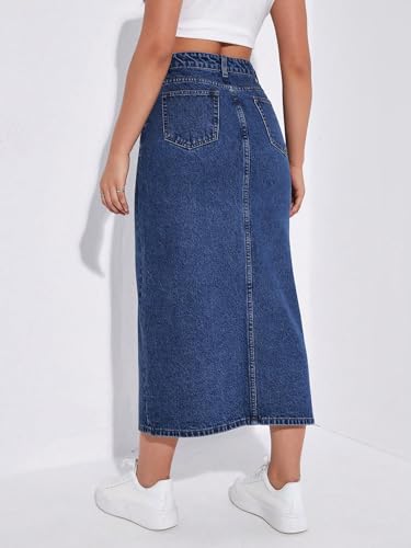 Image of Shasmi Women's Spring /Summer Casual Front Split Thigh Straight Denim Skirt ll Denim Skirt for Women Long ll Skirt & top for Women ll Skirts for Women Long Length (Skirt 159)