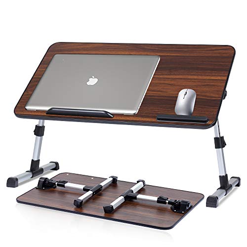 Veramz Laptop Bed Tray Table, Adjustable Laptop Table, Bed Desk with Foldable Legs,Notebook Computer Breakfast Desk for Couch Floor (Brown)