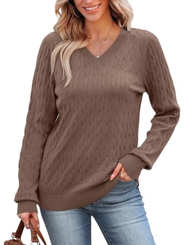 SAMPEEL Sweaters for Women Fashion 2025 Cable Knit Fall Clothes V Neck Business Casual Teacher Outfits2