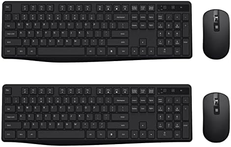 2.4G Wireless Keyboard Mouse Combo Full-Sized for Computer(2 Pack, Black) | Ergonomic, Low profile Keys, 3 DPI Adjustable, 2.4G Quiet Click Keyboaed Set for Laptop/Windows/Mac Lovaky