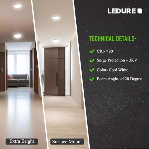 Image of LEDURE 12W LED Surface Light|Energy Efficient LED Downlight|WarmWhite Pack-20