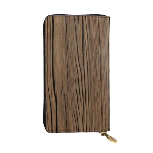 Portefeuille long en cuir haut de gamme texture grain de bois chic