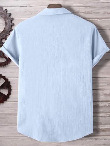 Image of Men's Solid Polycotton Shirt | Short Sleeve Casual & Formal Shirt for Men | Summer Half Sleeve Shirt