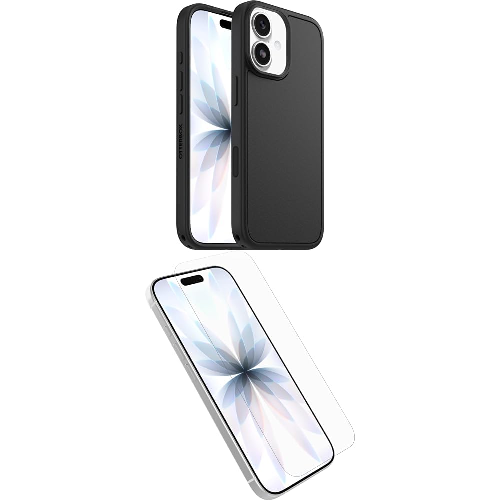 OtterBox Symmetry Series MagSafe funda para iPhone 17, Testada 3x con los estándares Militares anticaídas, Negro, Sin Caja Retail + OtterBox Glass Protector de Pantalla de Cristal Templado